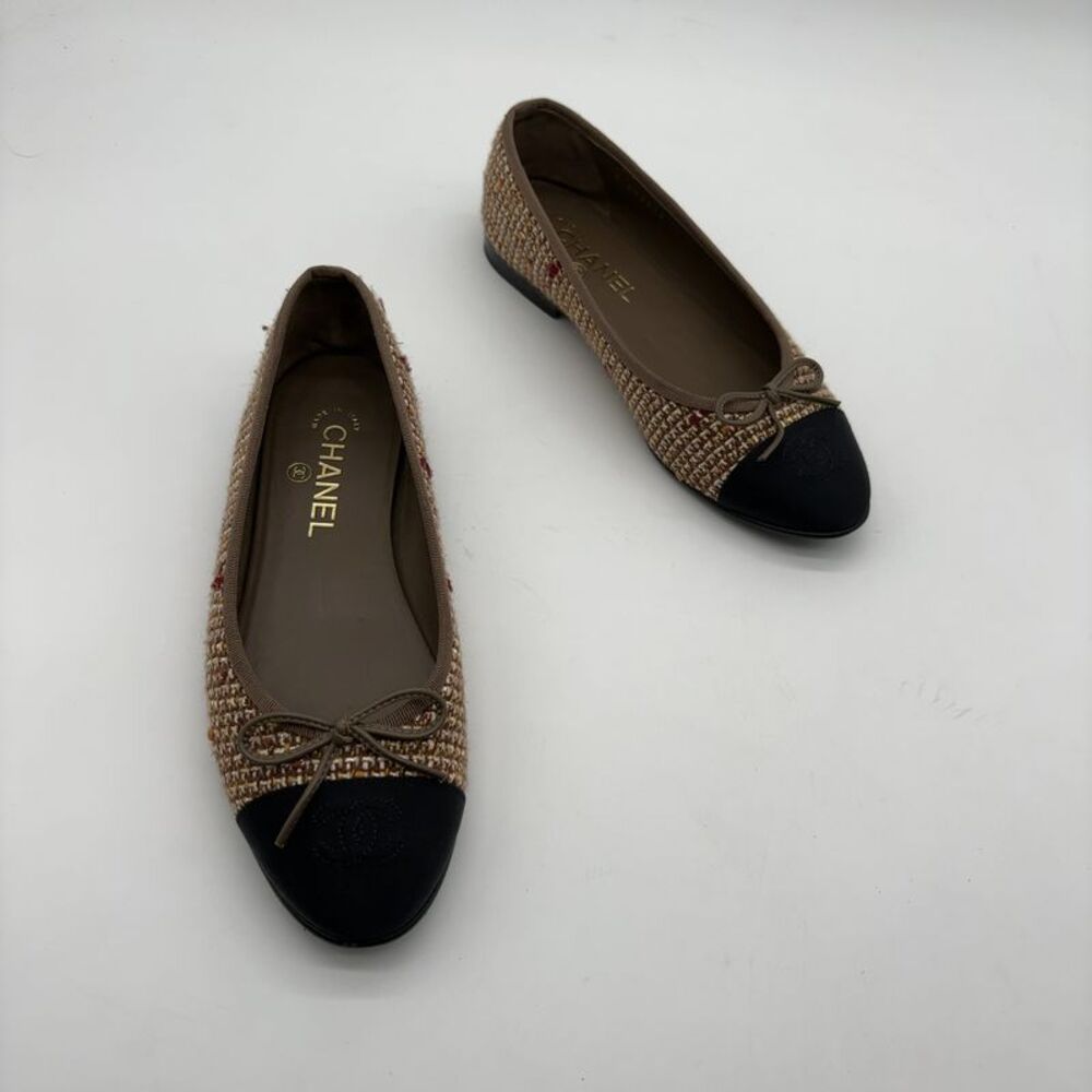 CHANEL Tweed Ballet Flats
